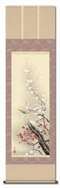 楓に白鷺 長江桂舟 尺五 （夏） 日本製 夏 - 掛け軸（掛軸）販売通販