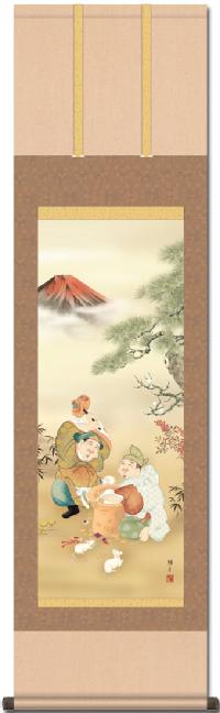 子年恵比寿大黒天 尺三 【ねずみ・子・鼠・干支 】！ 干支 - 掛け軸