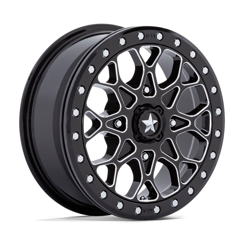 MSA M48 Portal Beadlock 15x6 ATV/UTV Wheel - Gloss Black/Milled (4