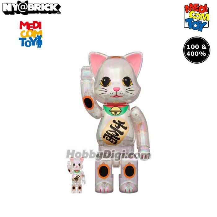 Medicom Toy Be@Rbrick - 招財貓千萬兩透明電鍍100% & 400