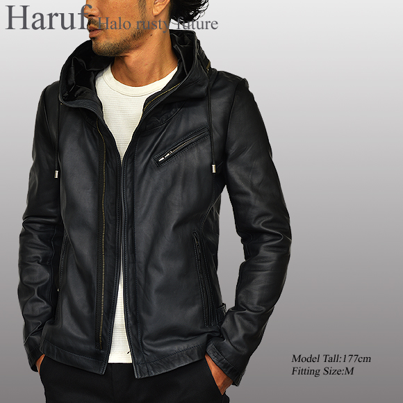 Haruf 本革 レザージャケット ライダースジャケット メンズ 革ジャン