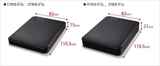 WD Elements Portable（2018年発売モデル） 仕様 | ポータブルHDD