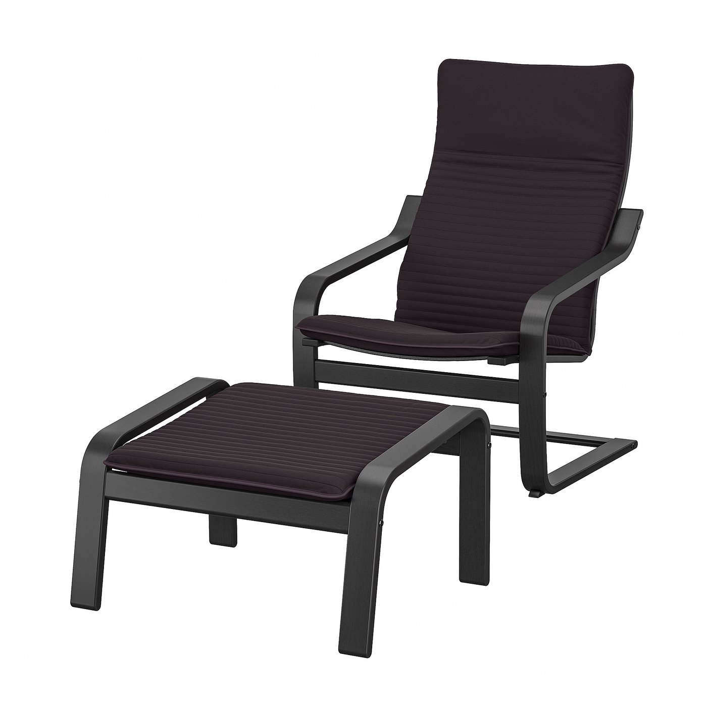 POÄNG armchair and ottoman, black-brown/Knisa black - IKEA