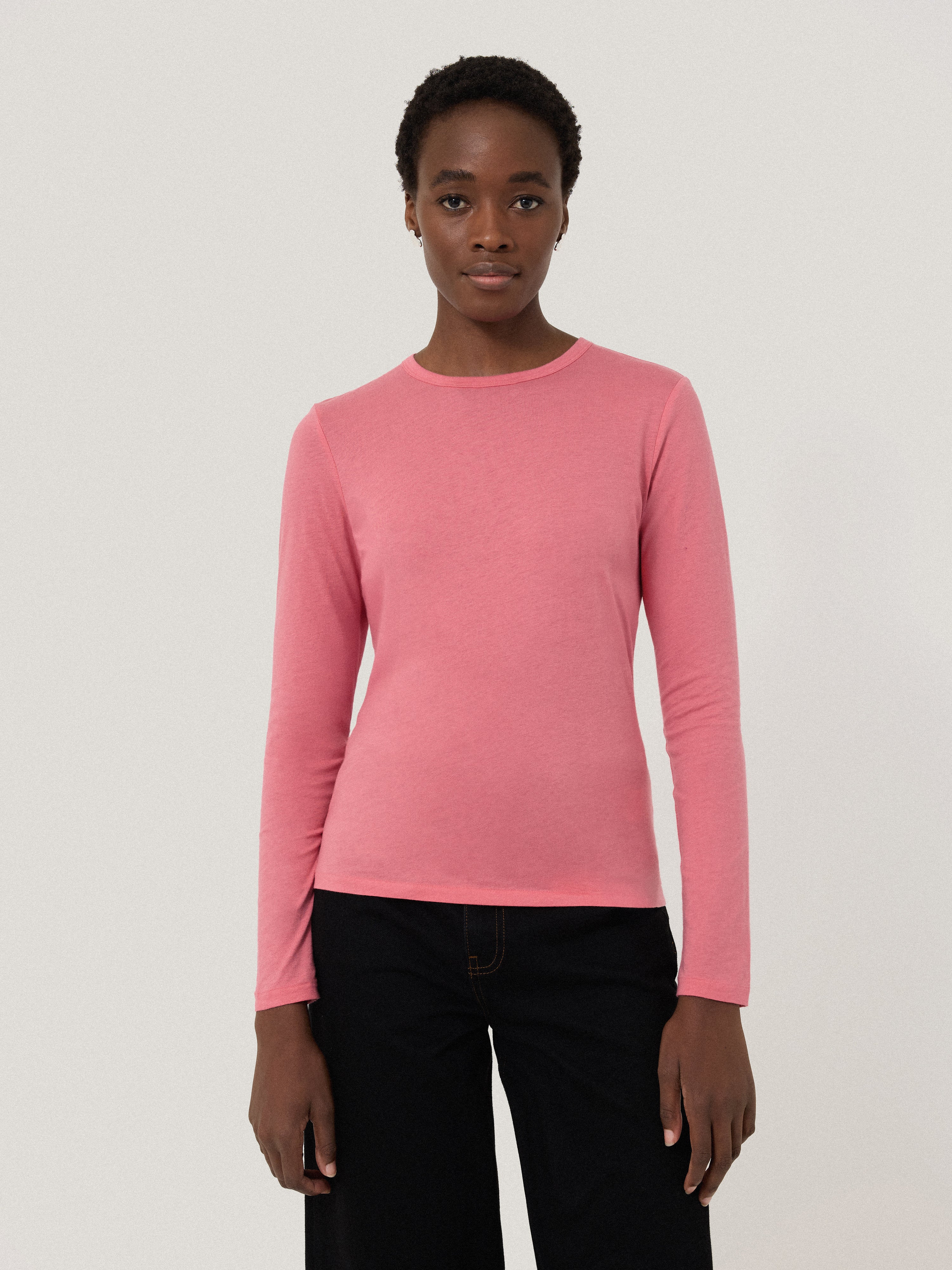 Supima Cotton Long Sleeve T-shirt | Pink Quartz – Jigsaw