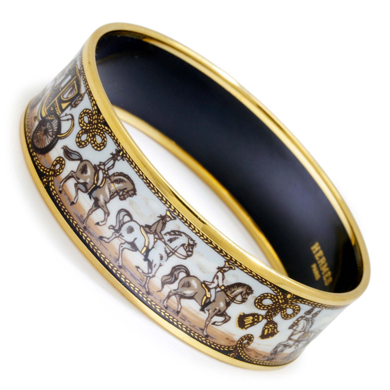 Hermes Stagecoach Horse & Carriage Bangle Bracelet with Box - Once
