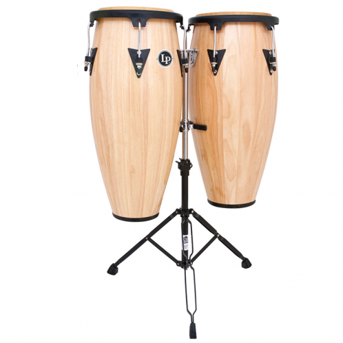 LP Aspire® Wood Conga Set with Double Stand, Natural – Ocean