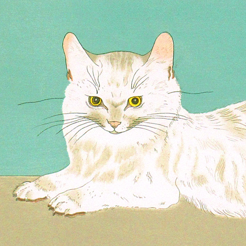 藤田嗣治 白い猫 | 絵画など美術品の販売と買取 | 東京・銀座 おいだ美術