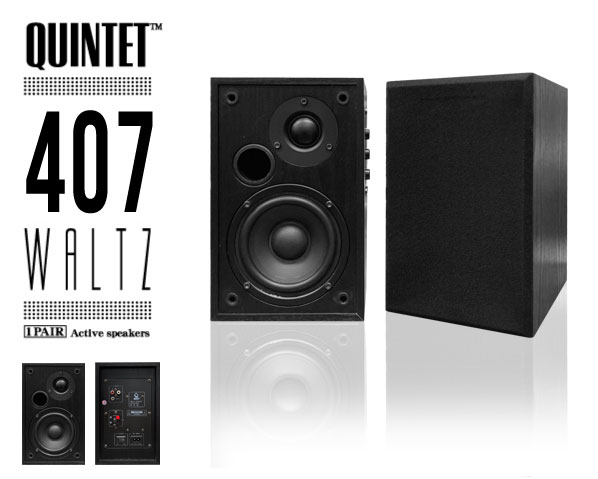 新品開封品】QUINTET/モニタースピーカー/407WALTZ（2本セット・アンプ