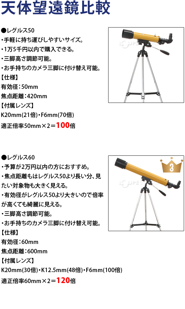 vs-50]天体望遠鏡 レグルス50 スマホ撮影セット:池田レンズ工業株式会社