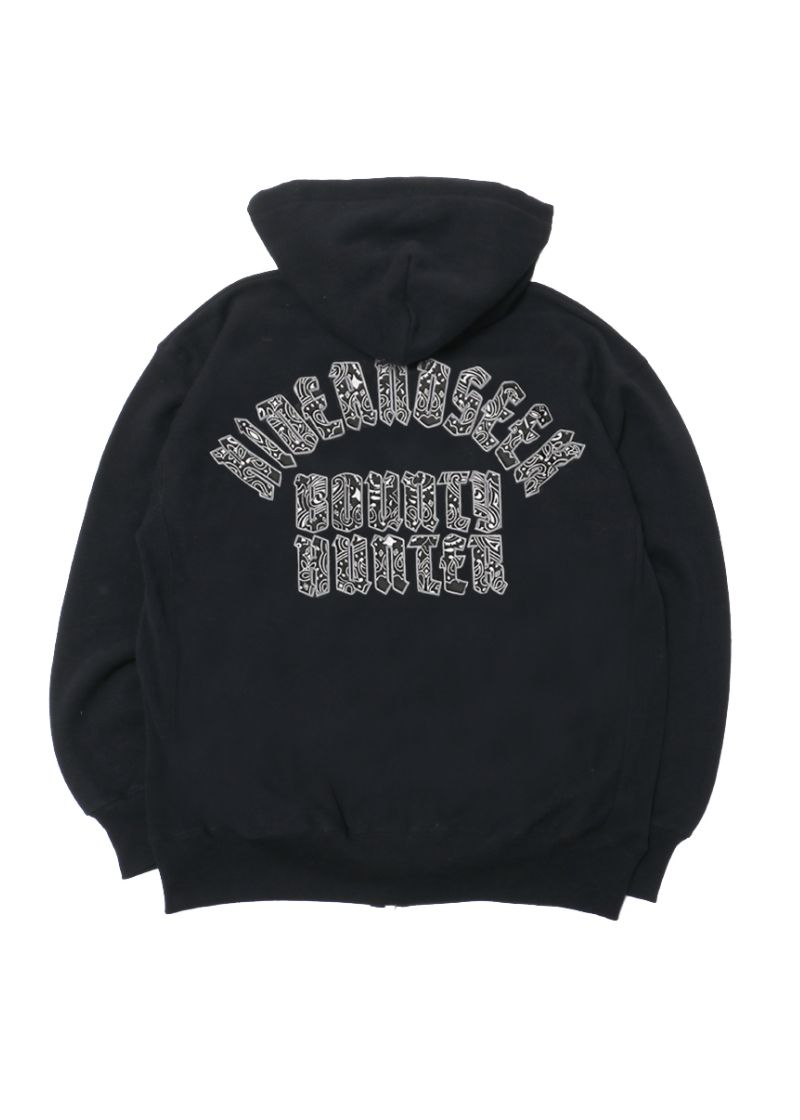 HIDE AND SEEK - HS×BH ZIP HOODED SWEAT SHIRT (BLACK/BANDANA