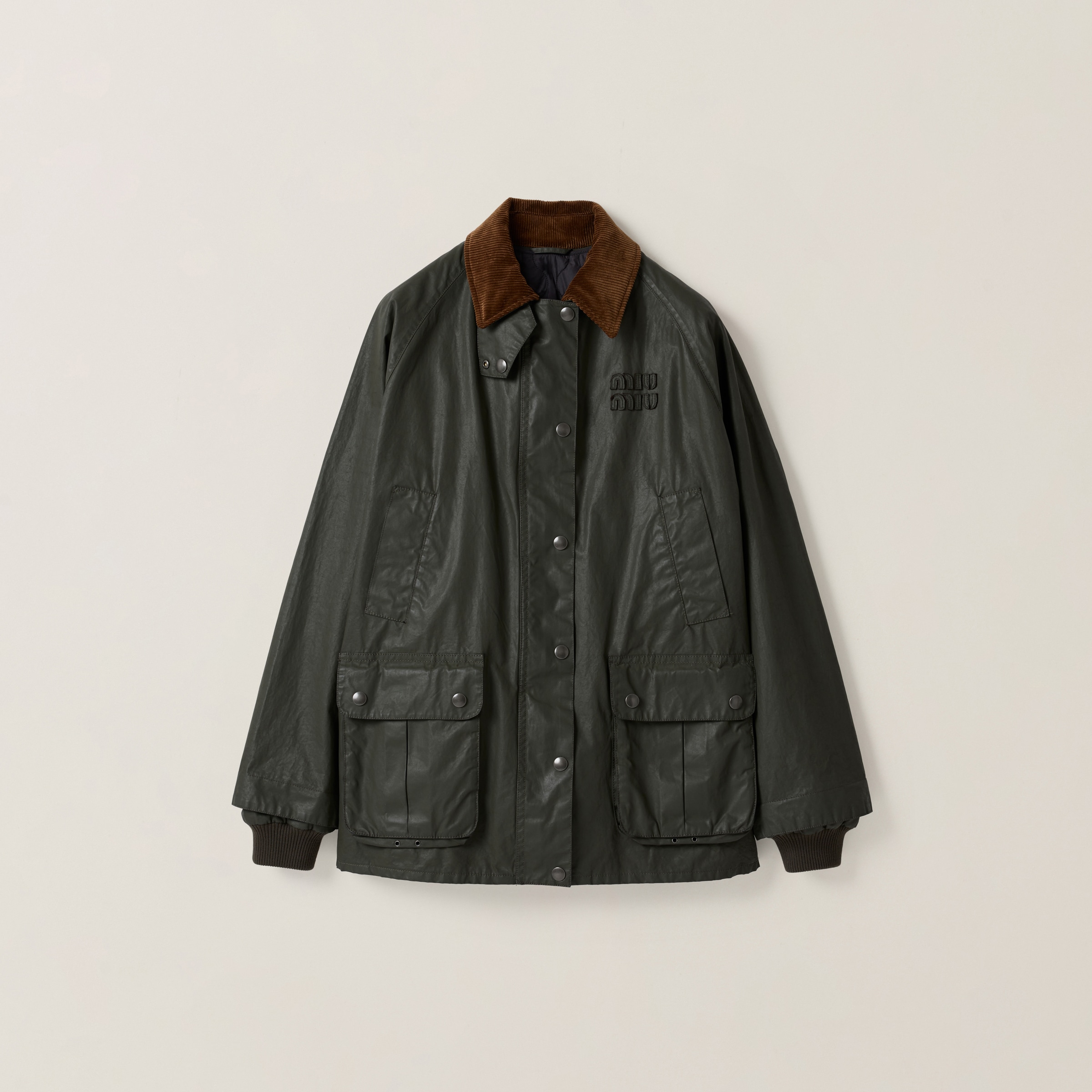 Black Resin-finish Poplin Bomber Jacket | Miu Miu