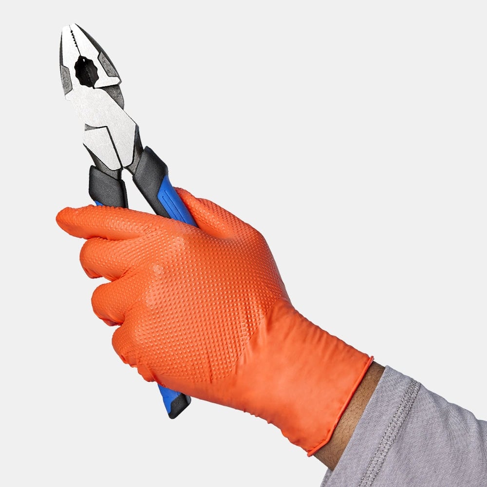 Tronex 9059 - Orange 8 Mil Heavy Duty Nitrile Gloves, Diamond Texture