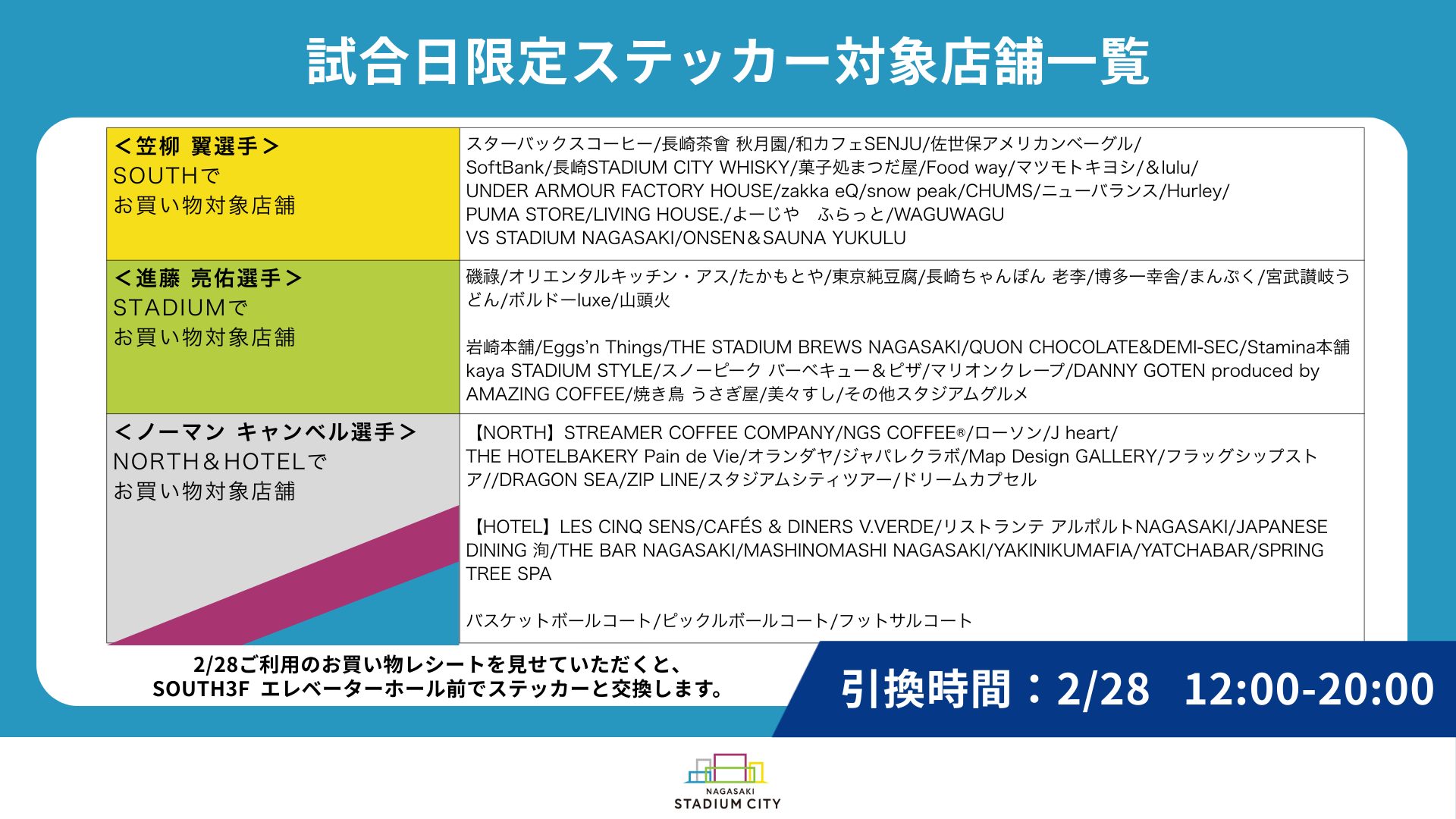 2/28(土)V・ファーレン長崎 試合日限定 イベント・特典情報 - 【公式