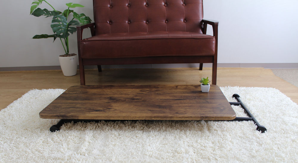 レトロなリフティング昇降テーブル：ガス圧で無段階高さ調整可能タイプ