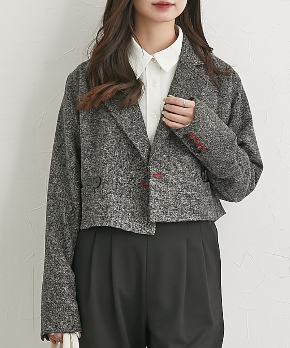 セットアップ可能】起毛ツイードショート丈ジャケット 通販【ニッセン】