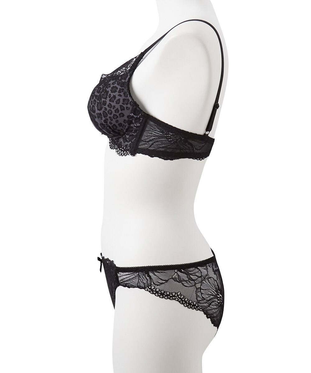 ヒョウ柄レースノンワイヤーブラジャー・ショーツセット 通販【ニッセン】