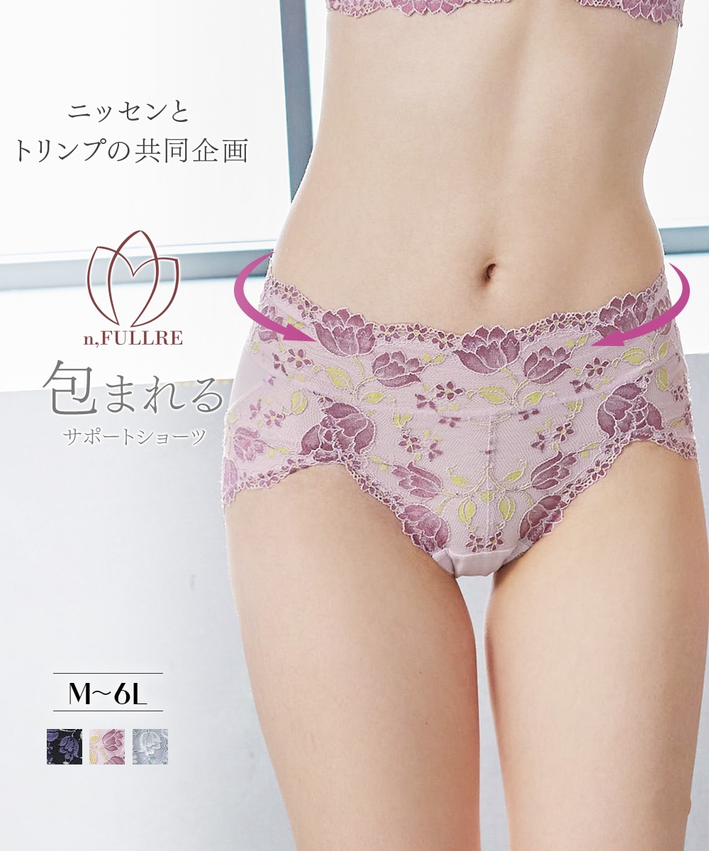 サポートやや深ばき丈コーディネートショーツ（チューリップ柄