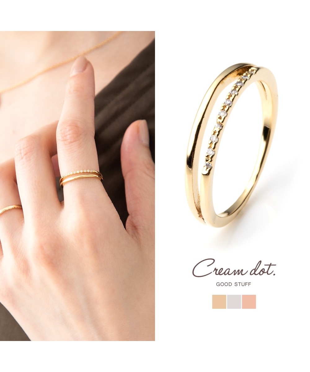Creamdot.】手元を上品に彩るレイヤード風ラインストーンリング 通販