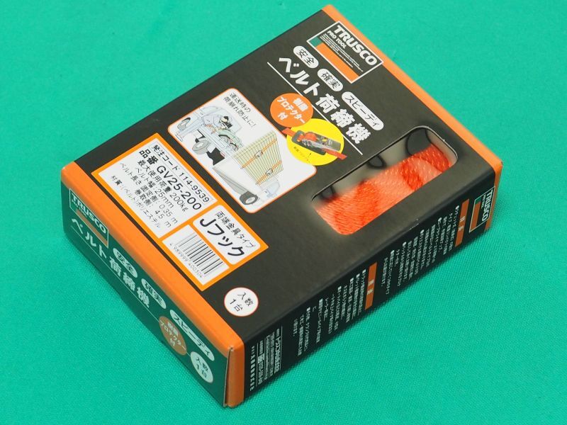 TRUSCO ベルト荷締機 25mm幅 200kg Jフックタイプ GV25-200 [114-9539