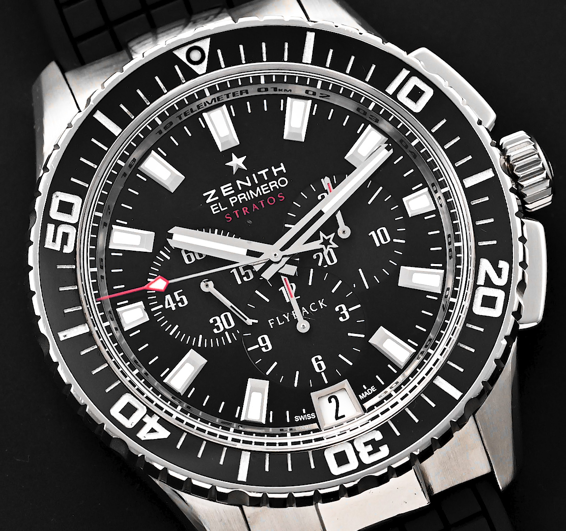 Pre-Owned Zenith Chronomaster Men Watch in Black Colour Dial