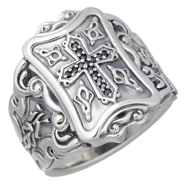 K-SMITH(ケースミス) クロス シルバー リング ブラックキュービック