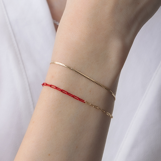 ROUND HERRINGBONE CHAIN BRACELET 18cm(2JU0344)K10 ブレスレット