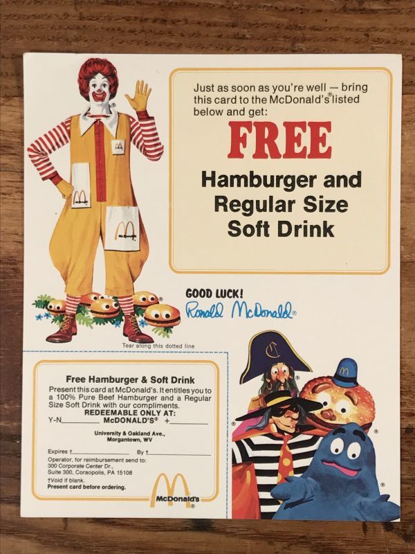 McDonald's “Good Luck! Ronald McDonald” Flyer Card マクドナルド