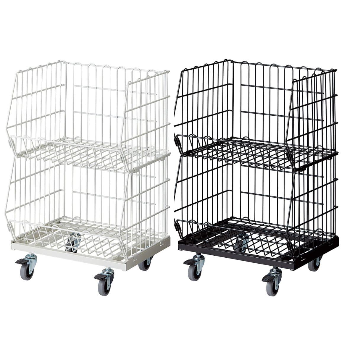 高機能型ジャンブルバスケット 幅54.4cm2段 直径7.5cmキャスター