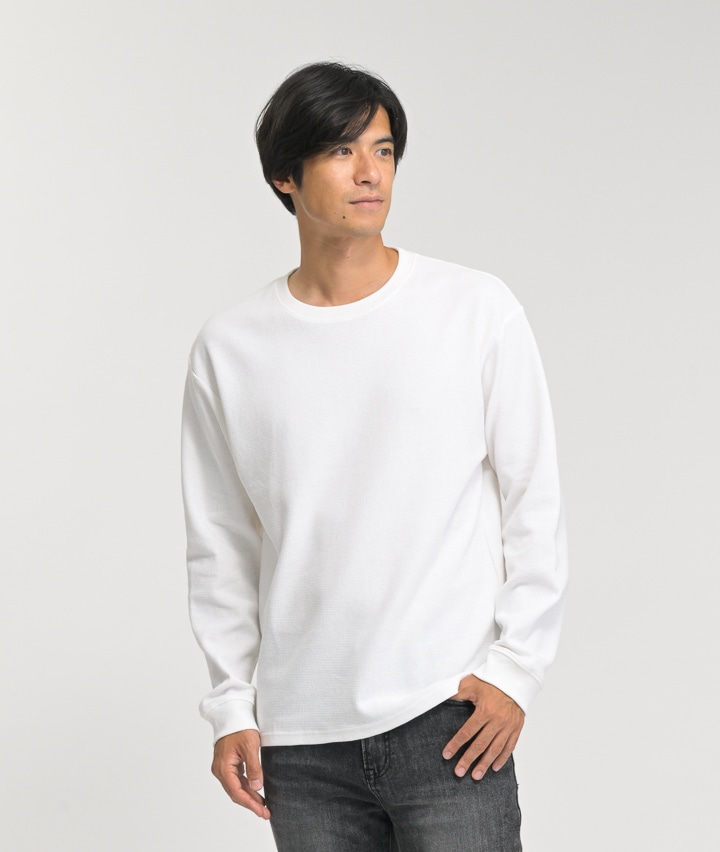 USAコットン】ワッフルTシャツ(Mサイズ ホワイト): メンズ
