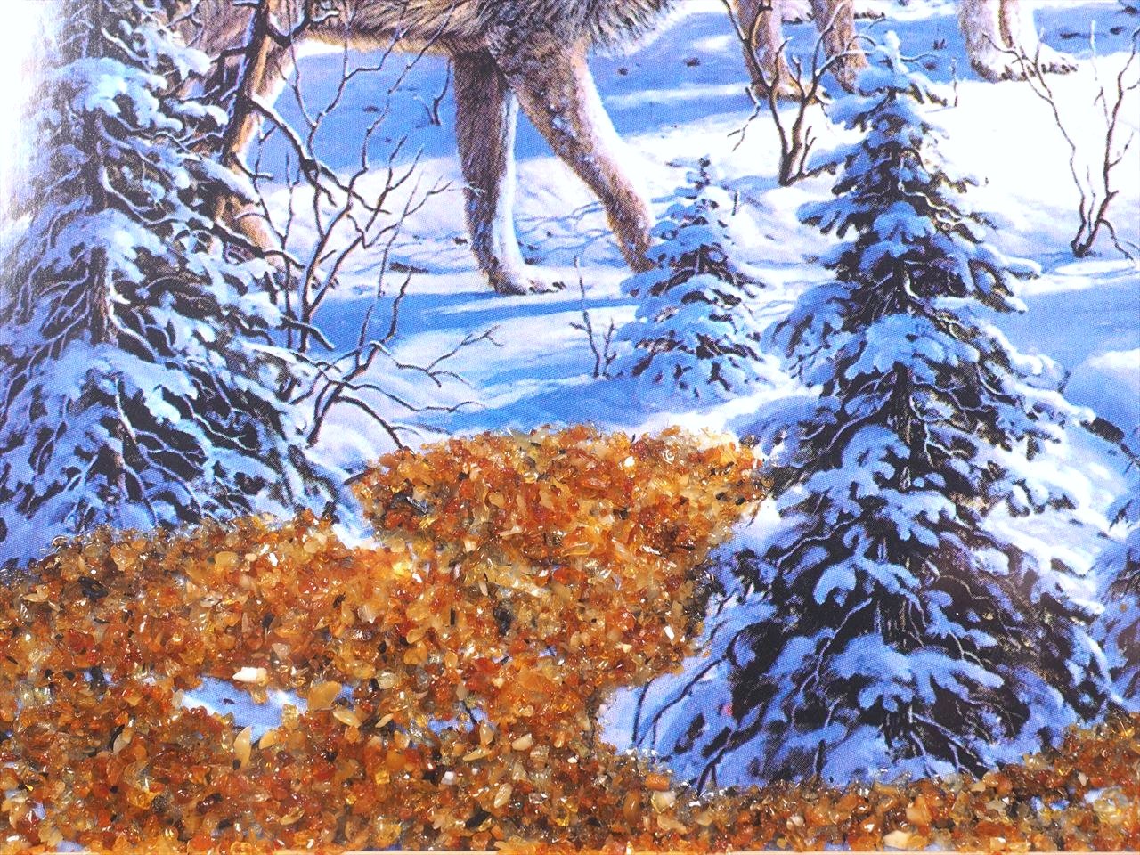 ◇天然アンバー使用の品ある珍しい絵画◇インテリア・ディスプレイに