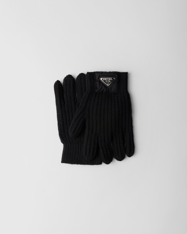 ブラック ウールXカシミヤ グローブ | PRADA
