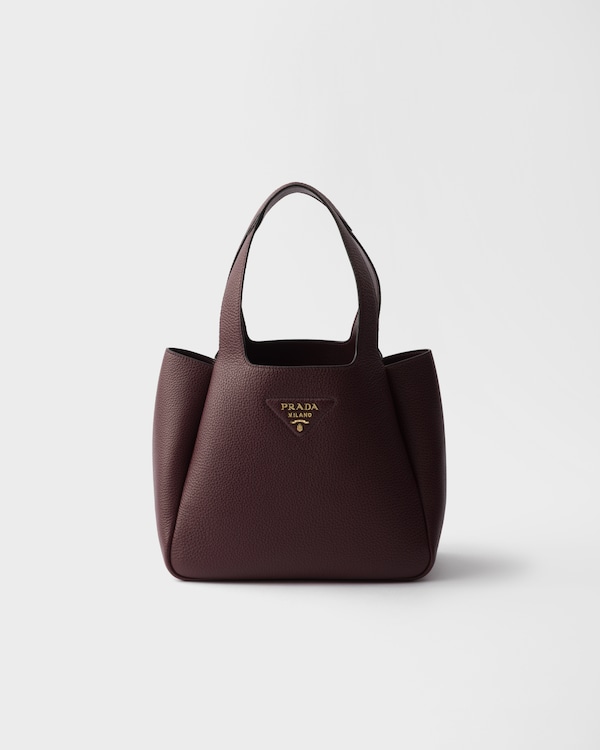 Burgundy Small Leather Tote Bag | PRADA