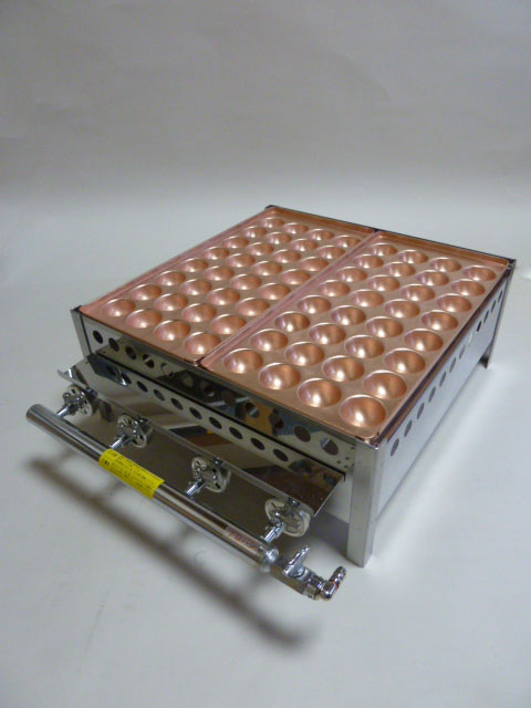 たこ焼き器32穴 銅板 2連：鉄板焼き器・たこ焼き器などを扱う厨房機器