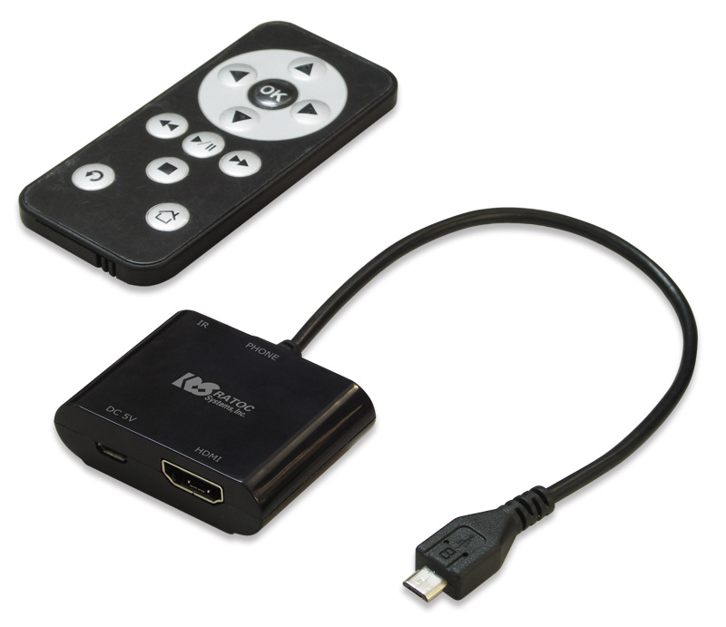 MHL対応スマホの映像をテレビに出力できるリモコン付きHDMI変換