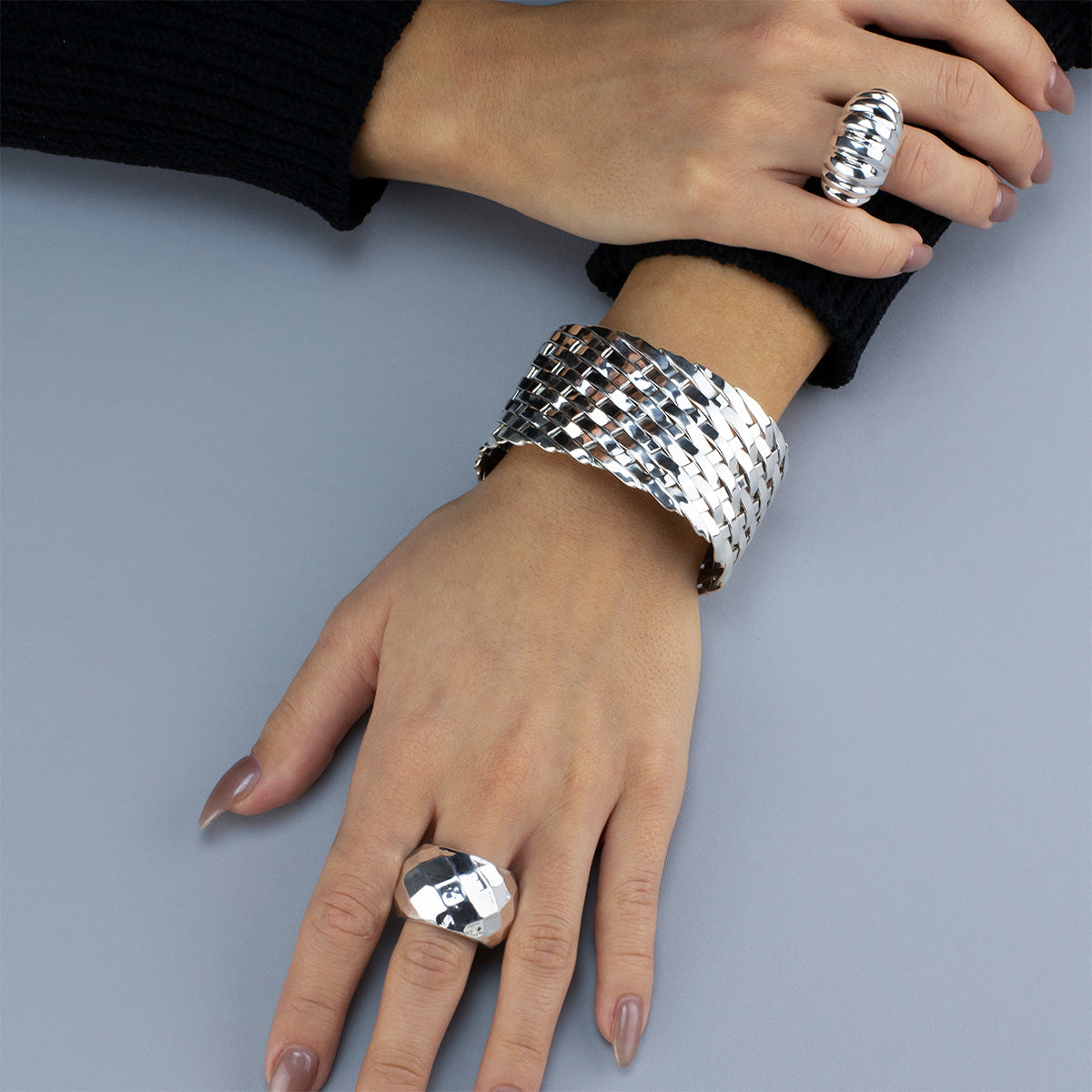 Silver Basket Taxco Cuff Bracelet - Reveka Rose