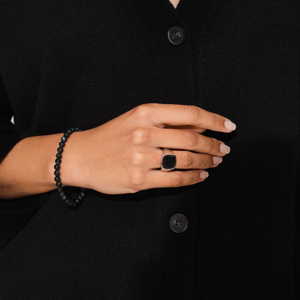 TOMWOOD - Cushion Black Larvikite (M) / リング (ブラックラルビ