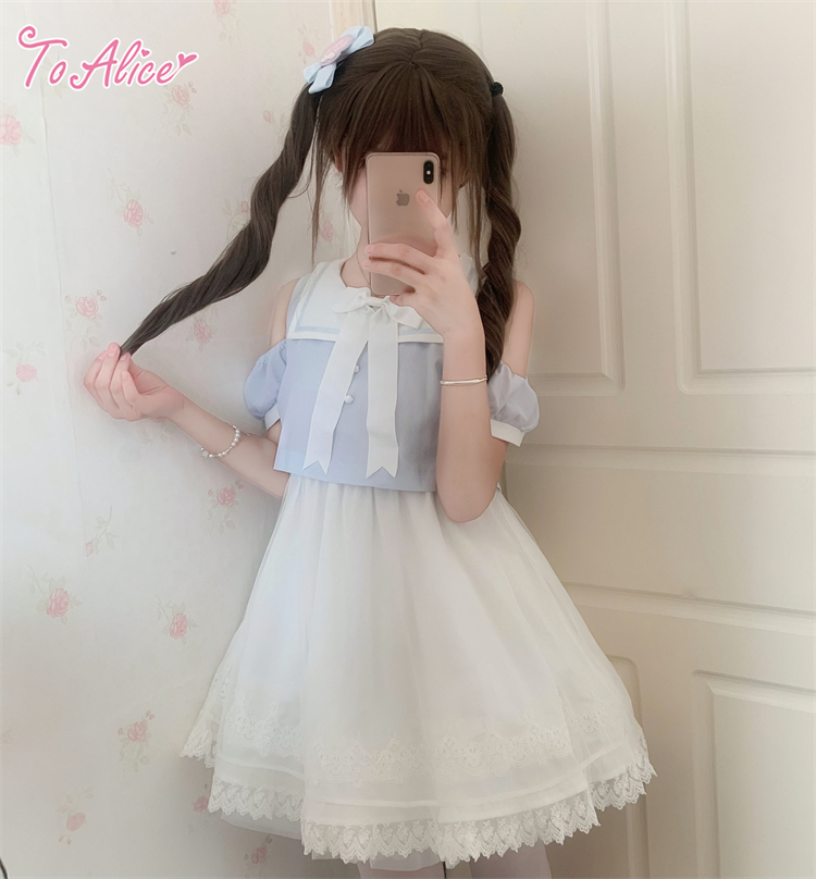 ToAlice】C1938オープンショルダーうさみみセーラーワンピース【50