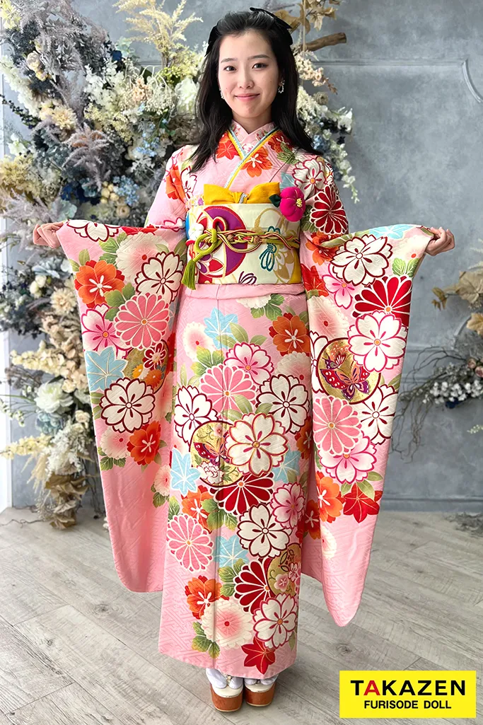 格安正統派古典 ピンク/水色 桜柄 ポップ レトロ古典 モダン カラフル