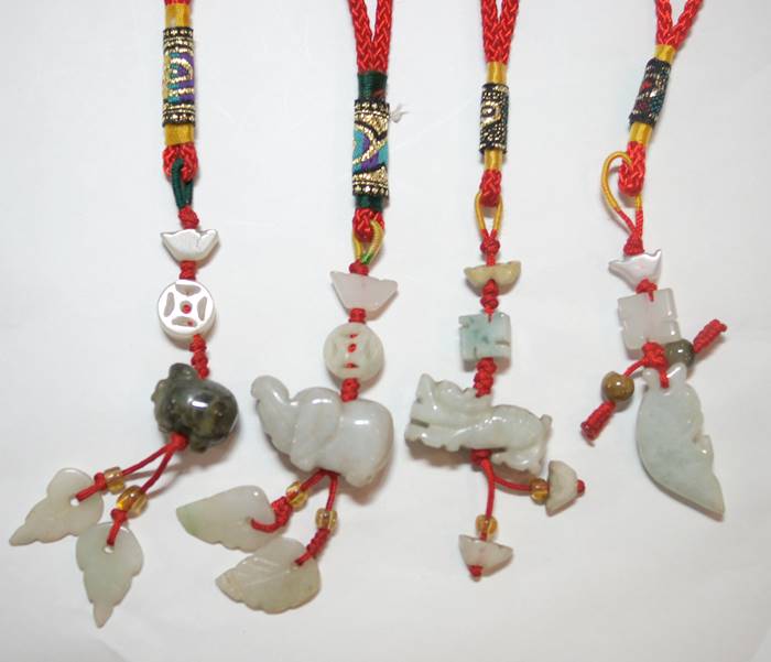 軟玉翡翠 中国ストラップ2本セット 【種類はいろいろで選択不可】 特価