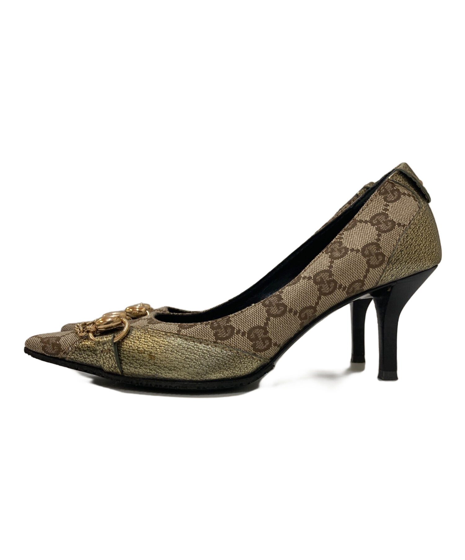 中古・古着通販】GUCCI (グッチ) GG ホースビット ハイヒールパンプス