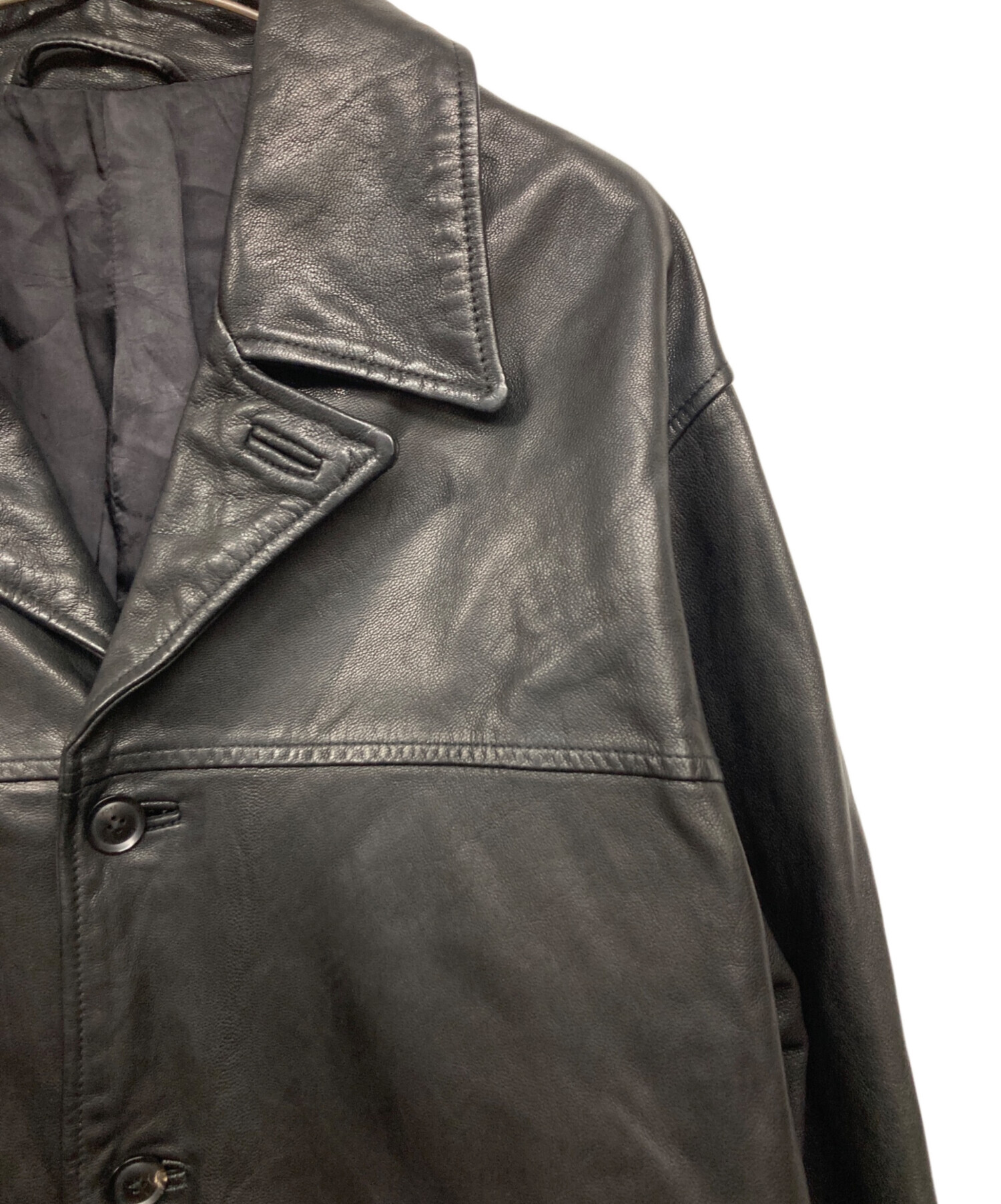 中古・古着通販】YOKE (ヨーク) Goat Leather Car Coat ブラック