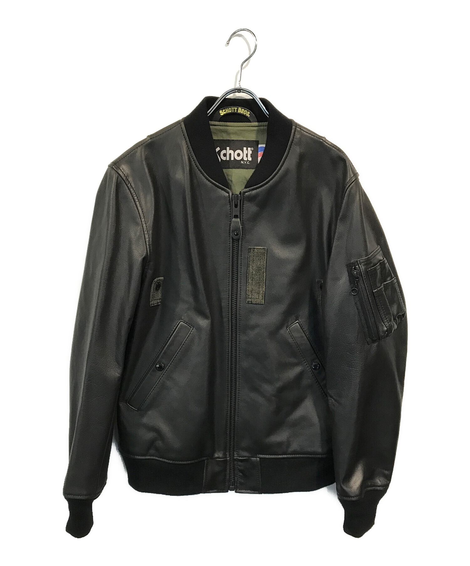 中古・古着通販】Schott (ショット) MA-1レザーブルゾン ブラック