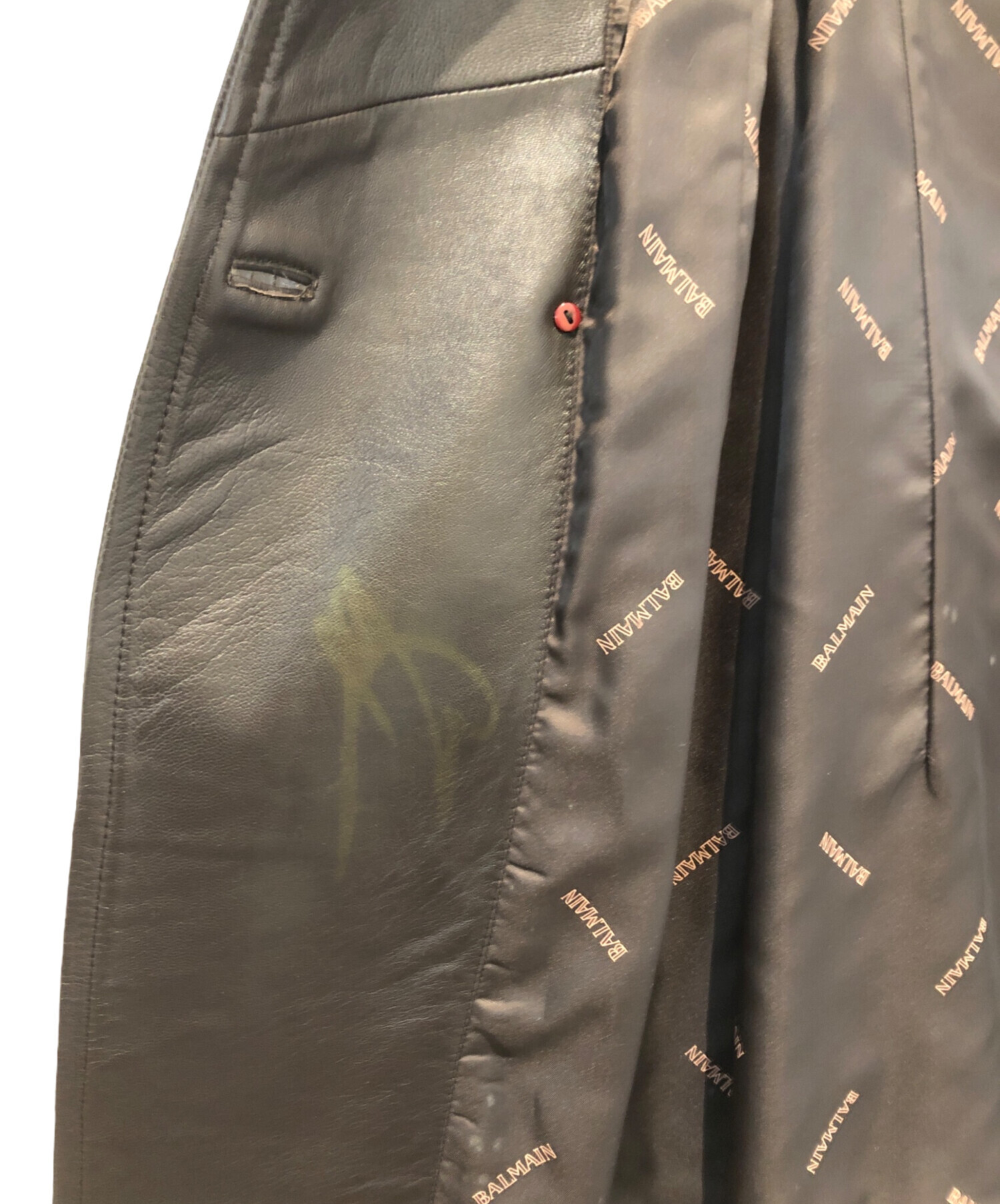 中古・古着通販】BALMAIN (バルマン) ラムレザートレンチコート