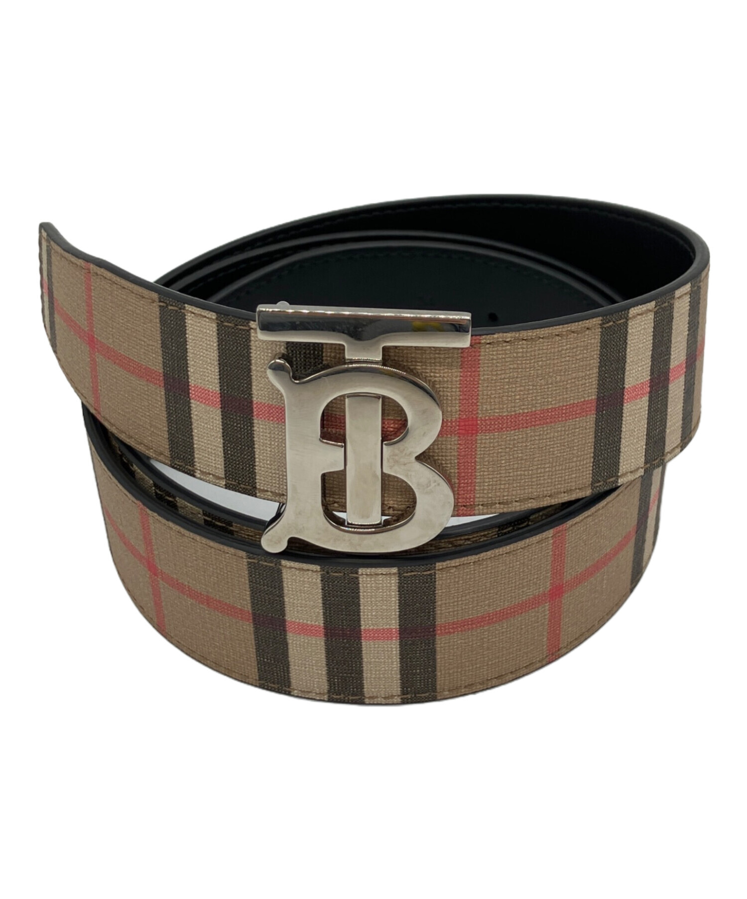 中古】Burberry バーバリー チェック柄 レザーベルト 楽天市場