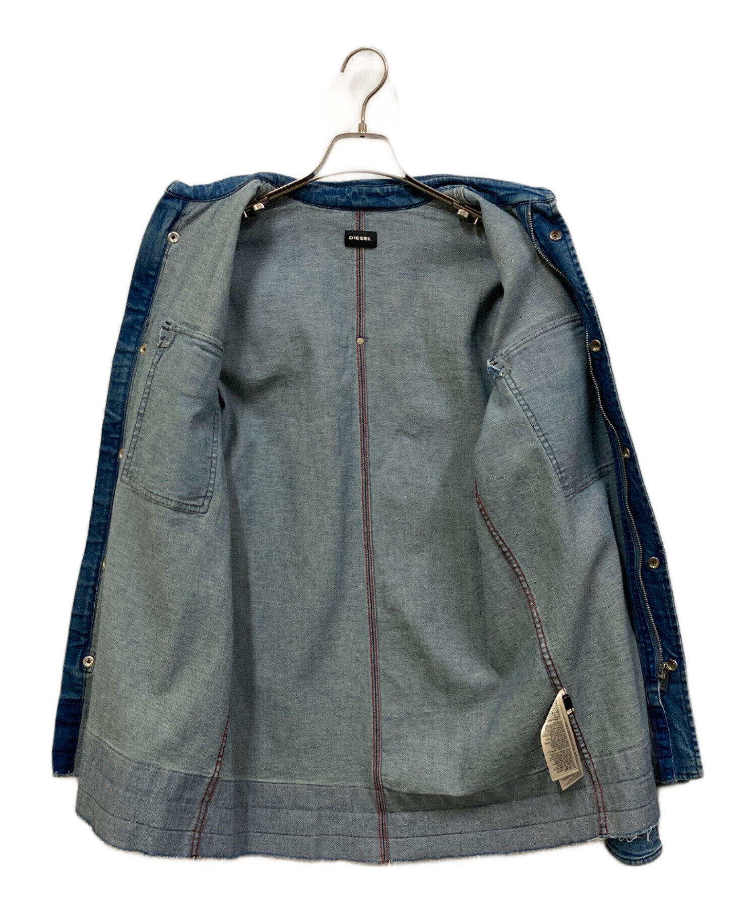 中古・古着通販】DIESEL (ディーゼル) ダメージ加工ジップデニムシャツ