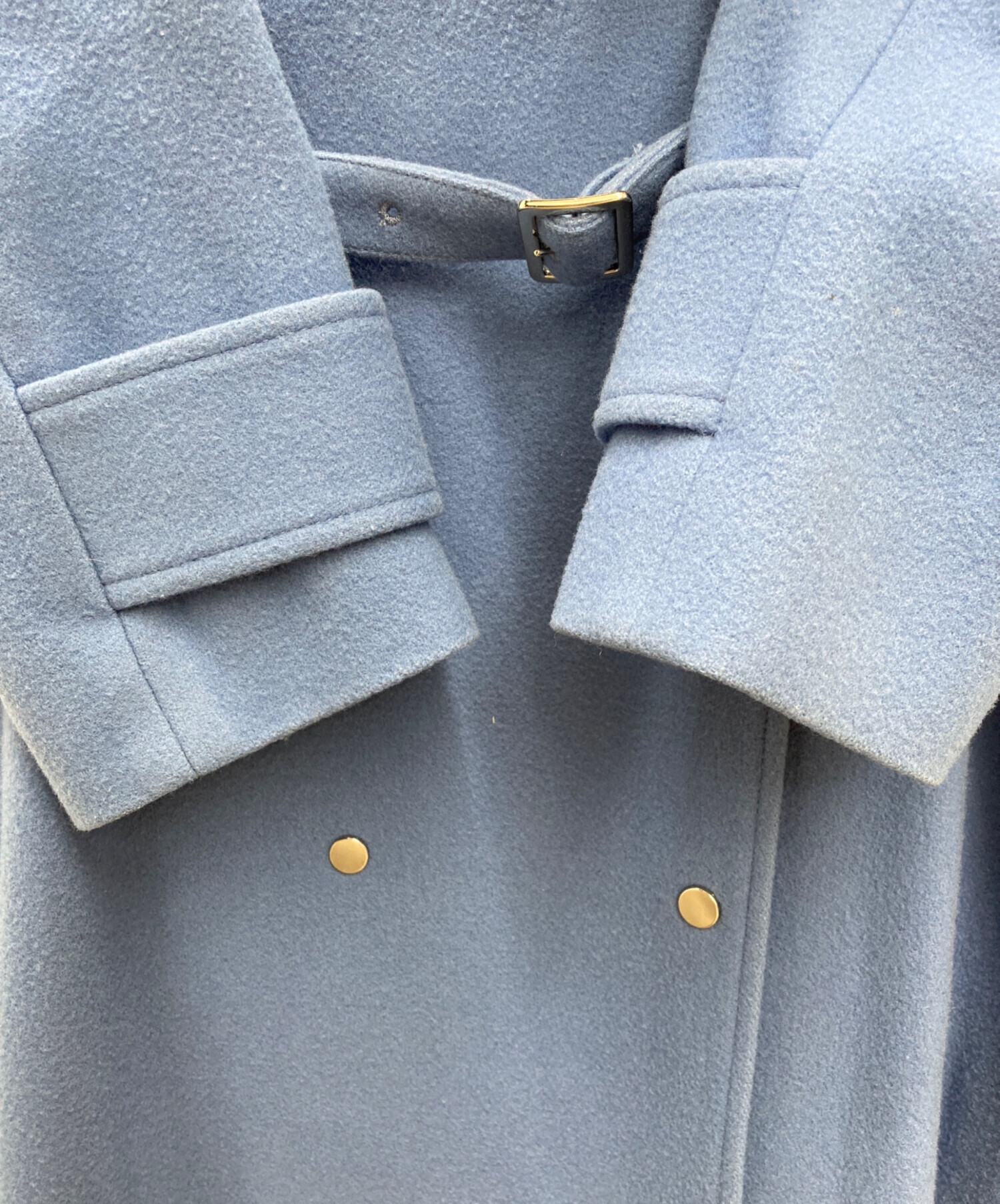 中古・古着通販】Ameri (アメリ) BELT FLARE LONG COAT ブルー サイズ