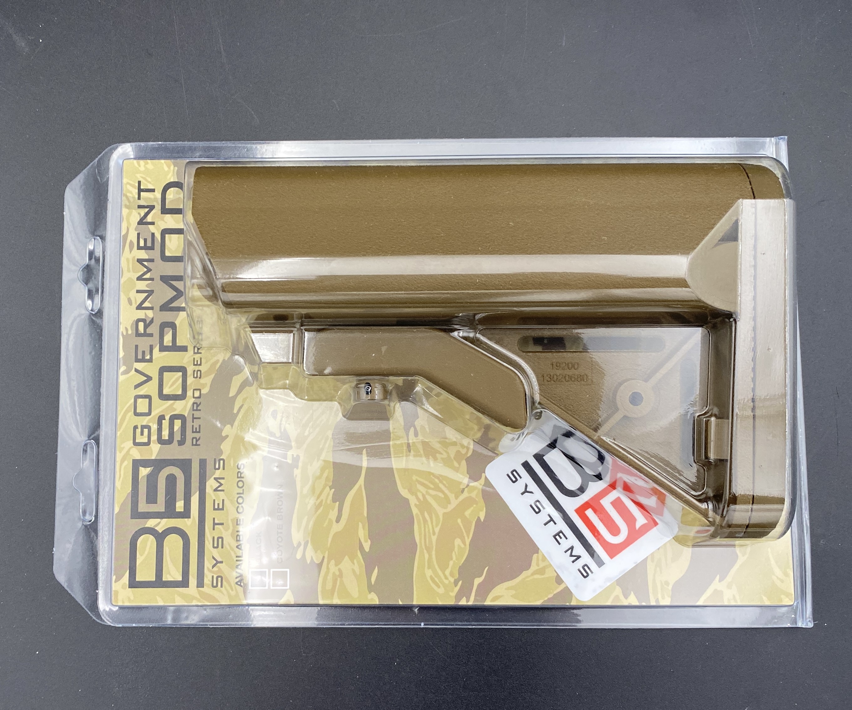 B5 Sopmod STOCK, GOVERNMENT TAN FDE color MIL-SPEC SKU: SOP-