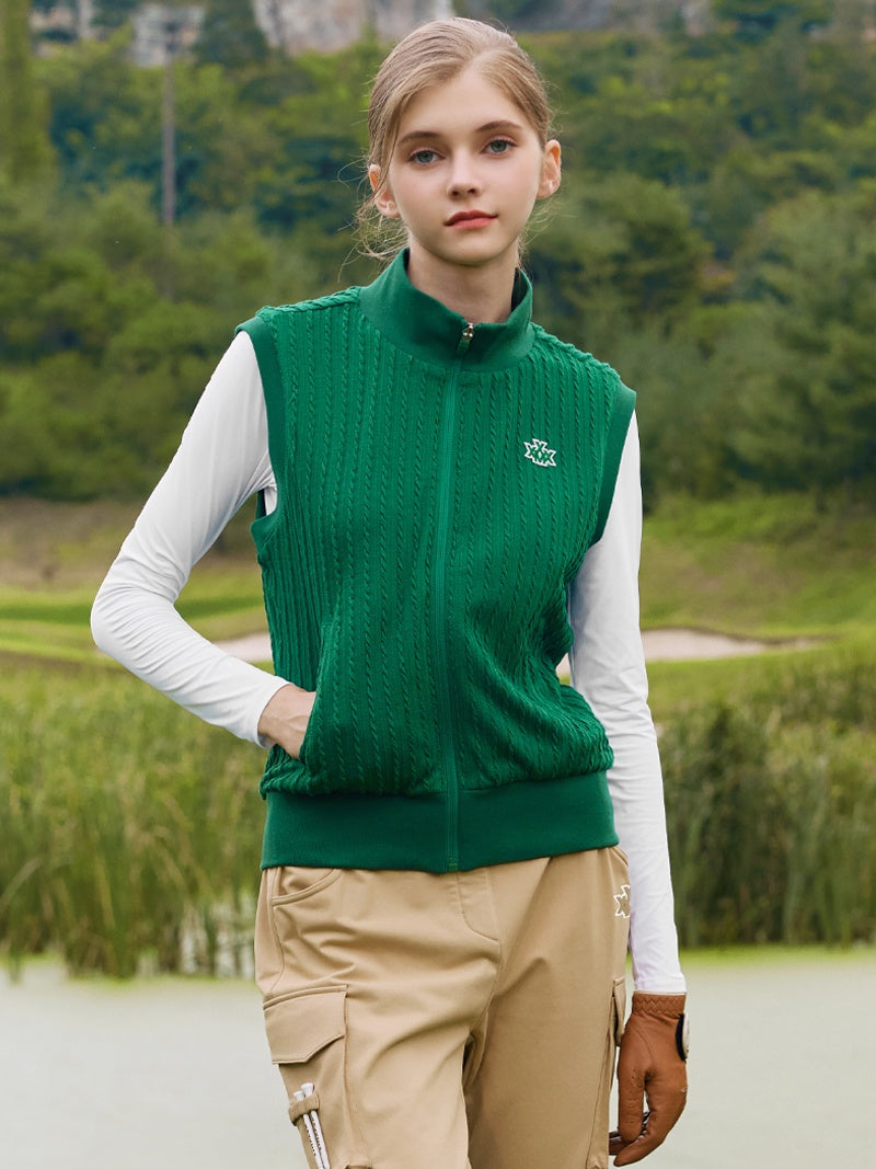 XGFVT03H4 ケーブル編み ハイネック ベスト