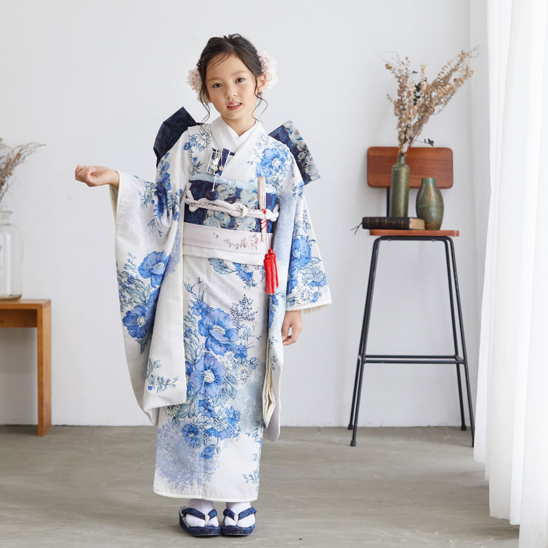 七五三七歳四つ身：N070 JILL STUART 薄グレー アネモネ | 七五三着物