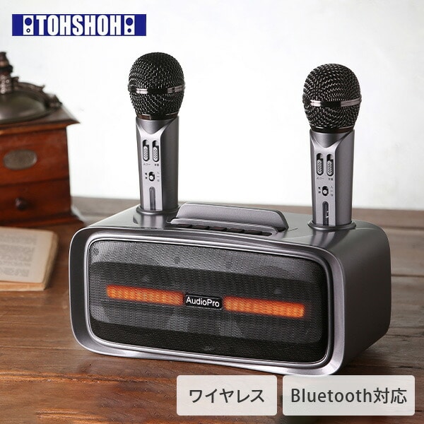 ワイヤレスマイクスピーカー マイク2本付き カラオケ ST-2028 とう
